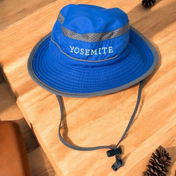 Kids Yosemite National Park Bucket Hat With Drawstring Chin Strap Blue Age 2-5 - Picture 5 of 5